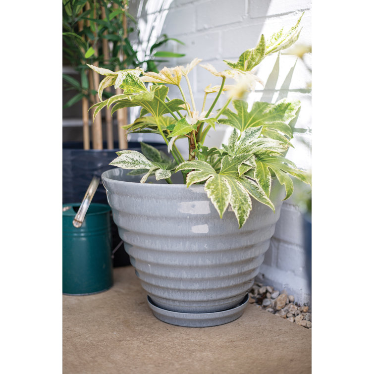 ClassicLiving Vale Sage Green Planter With In Built Saucer 40Cm